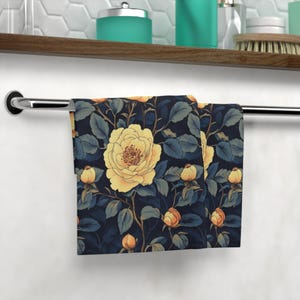 Wild Rose Bathroom Towels, Peony Flower, Guest Bath, Wash Cloth, Hand Towel, Natural Décor, Victorian Towels, Craftsman Bathroom Décor,