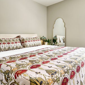 Handgefertigter Bettbezug aus Baumwollsatin: William Morris &quot;Voyage&quot; Design