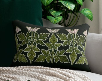 Wildflower Pillow, Anemone, MPV, Floral Pillow, Lumbar Pillow, Art Nouveau, Spun Polyester