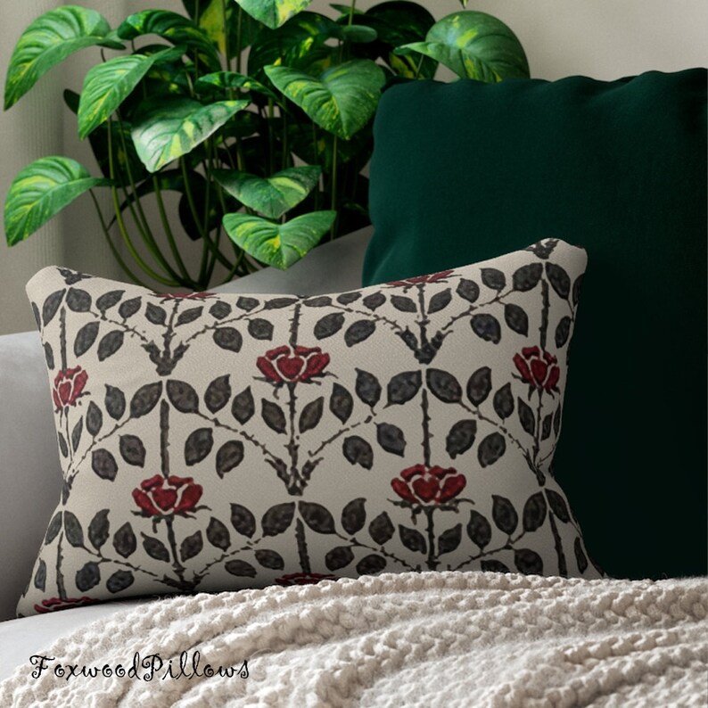 Rose Trellis Pillow English Rose Voysey Pillow Mission Etsy