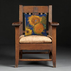 Cuscino con girasoli di Vincent van Gogh / Cuscino decorativo floreale blu e oro / Cuscino decorativo artistico immagine 5