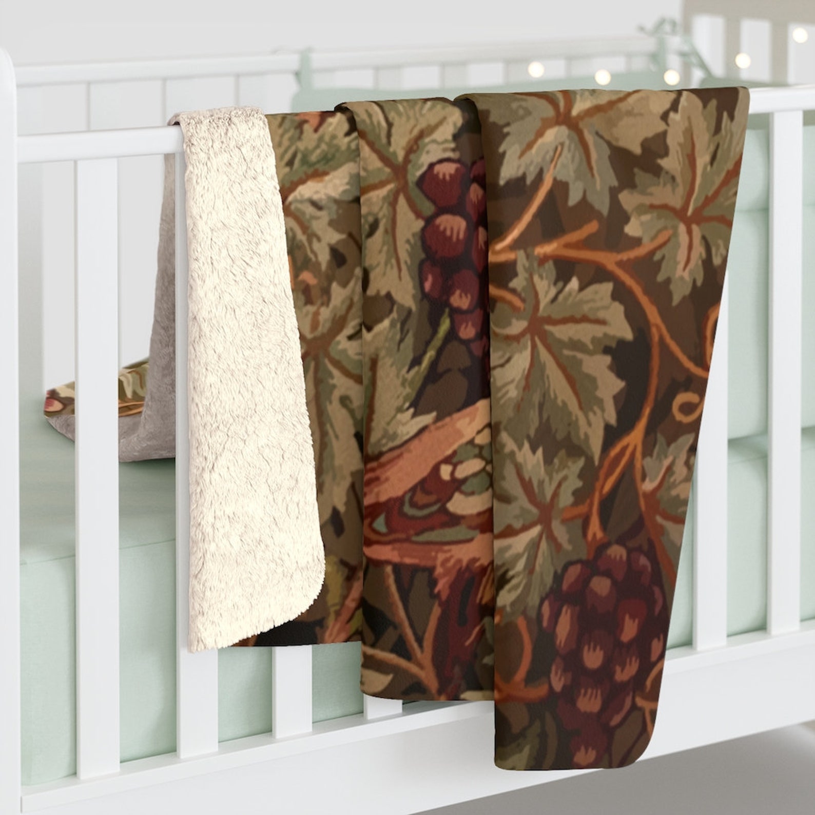 Grape Vine Blanket Designer Blanket Autumn Blanket Sherpa Etsy