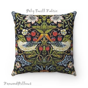 Strawberry Thief Pillow: William Morris Bird Design, Victorian Decor