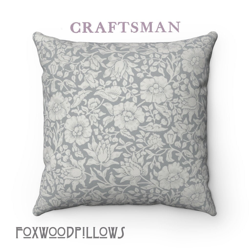 Grey Pillow Kate Faulkner Craftsman D cor William Morris Grey