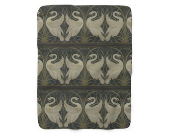 Walter Crane Swan Sherpa Fleece Blanket: Fairytale Art Throw