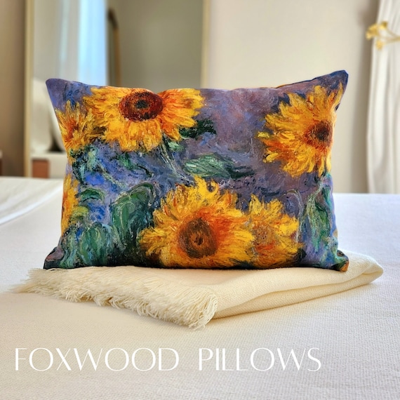 Sunflower Pillow Sunflowers Monet Sunflower Artistic Decor Spring Pillow Summer Decor Famous Artwork Decor Flower Lumbar Pillow Etsy
