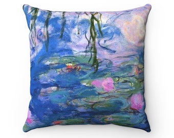 Monet Water Lilies Pillow: Double-Sided Floral Art Decor