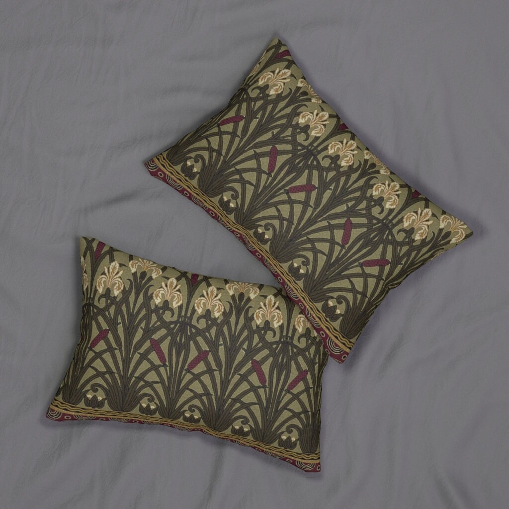 Floral Lumbar Pillow Art Nouveau Pillow Walter Crane Etsy