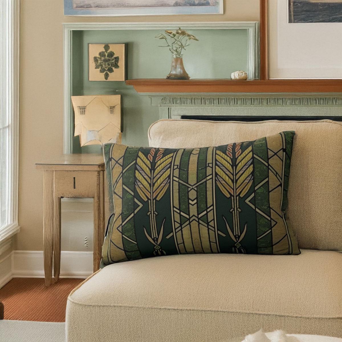 Frank Lloyd Wright | Wheat Pattern Lumbar Pillow | Geometric Vintage ...