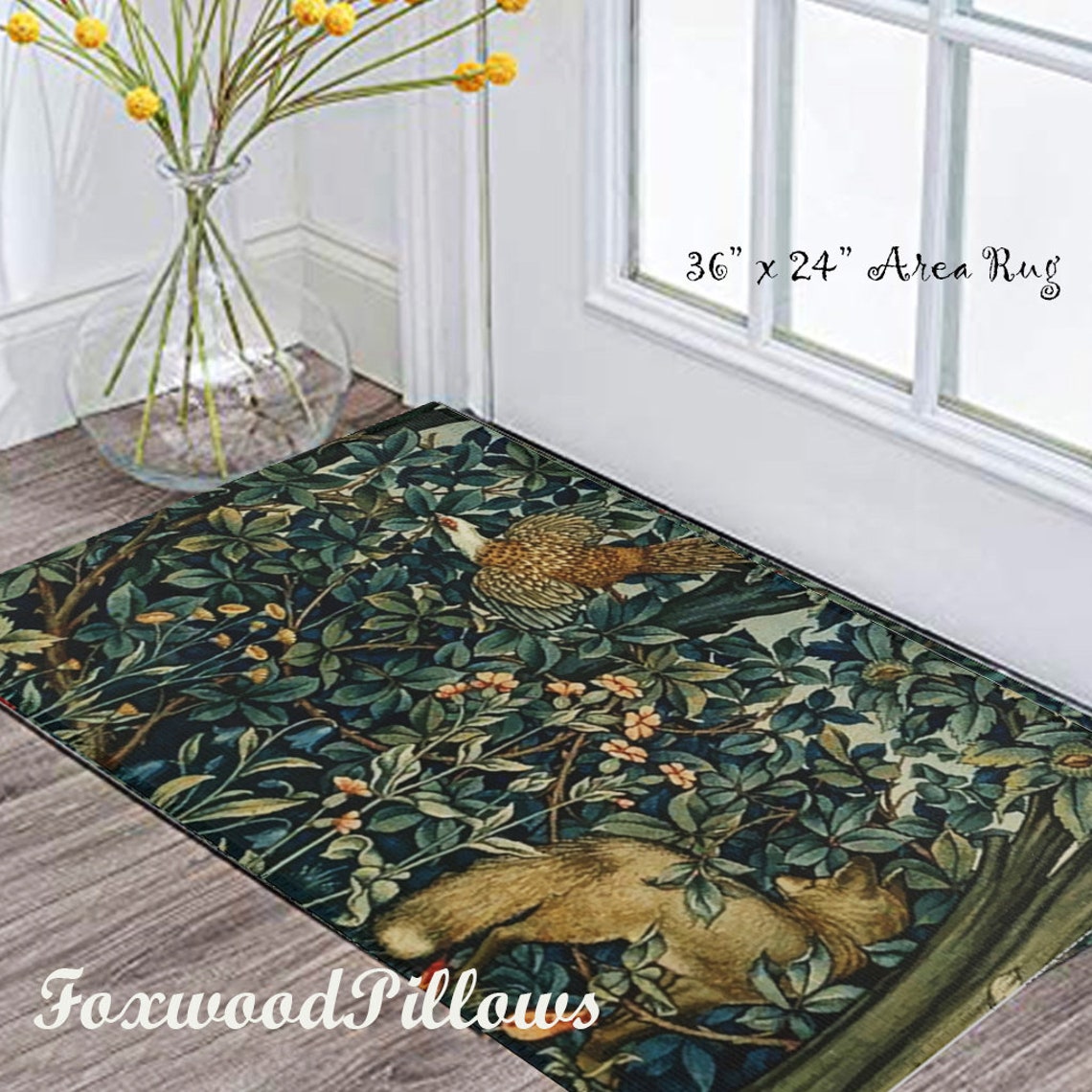 Fox Area Rug Forest Animal Rug Woodland Creature Decor Fox Etsy