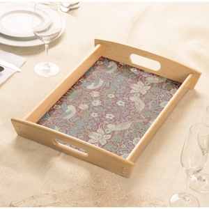 William Morris Strawberry Thief  Wooden Serving Tray - Crimson Red