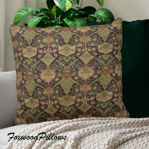 William Morris Floral Pillow: Earth Tones Accent Pillow