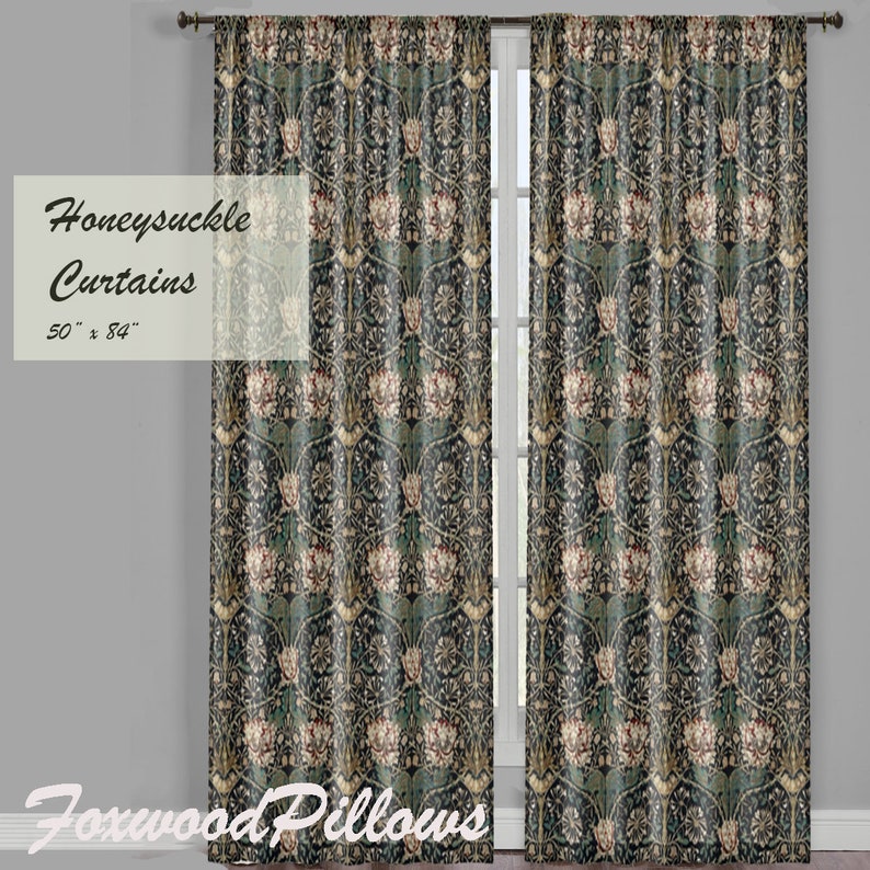 Craftsman Curtain, William Morris, Arts and Crafts Movement, Country Living, Craftsman Curtain Panel, Honeysuckle image 3