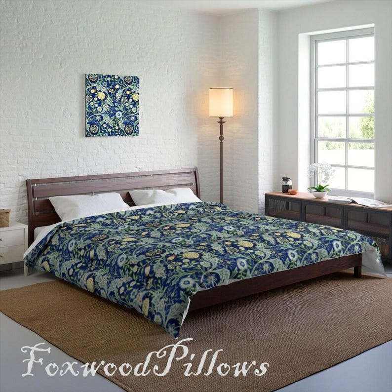 Edredón floral de William Morris: ropa de cama azul Wilhelmina imagen 10