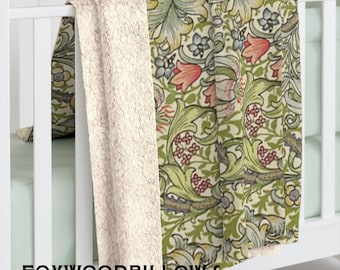 Manta de forro polar sherpa Golden Lily de William Morris