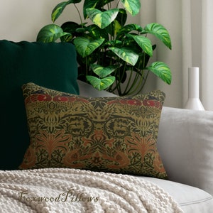 Peacock Pillow, Dragon Pillow, William Morris, Peacock and Dragon, Arts and Crafts Movement, Mission Decor, Craftsman Decor, Throw Pillow