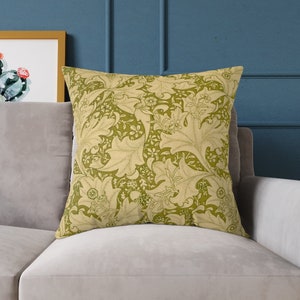 Floral Pillow, Wallflower Design, William Morris, Golden Flowers, Accent Pillow, Craftsman Bungalow, Stickley Home