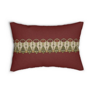Almohada Art Nouveau, Rennie Mackintosh, almohada lumbar granate, artes y manualidades, decoración artesanal