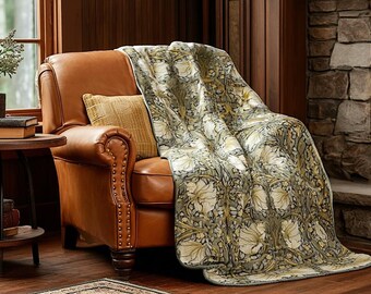 William Morris Decke, Pimpernel, Kunsthandwerk, Handwerker Buntbau, Stickley Home, Sherpa Fleece-Decke