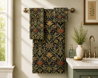 Lily and Rose Towel Set: Victorian Floral Bathroom Decor