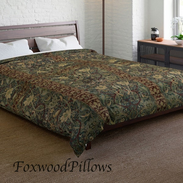 Floral Comforter, William Morris Bedding, Comforter Set, Fall Bedroom Décor, Arts & Crafts Bedding, Stickley Bedspread, Craftsman Home