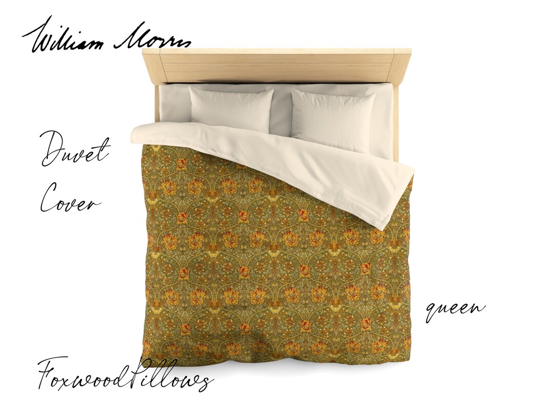 Fall Duvet Cover, William Morris Bedding, King Duvet Cover, Queen, Extra Long Twin, Arts and