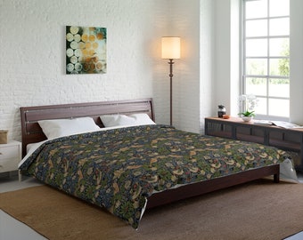 William Morris Strawberry Thief Comforter: King Floral Cotton Bedding