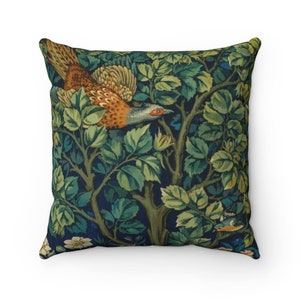William Morris Pheasant Pillow: Arts & Crafts Forest Décor