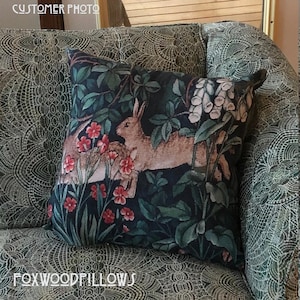 William Morris Rabbit Pillow: Arts & Crafts Throw Pillow