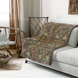 William Morris Bullerswood Blanket: Arts & Crafts Sherpa Throw