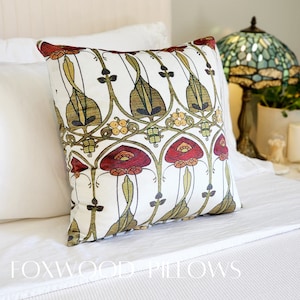 Floral Pillow, Craftsman Style Home Decor, Arts and Crafts Pillow, Glasgow Rose, Scottish Home Decor, CRM, Stickley Home Decor, Mission