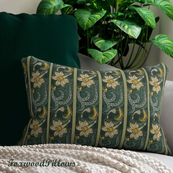 Art Nouveau Jonquil Flower Pillow: E. Grasset Decor