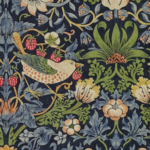William Morris Strawberry Thief Curtains: Arts & Crafts Floral Window Treatment