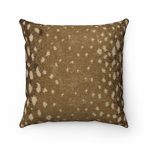 Fall Designer Pillow, Antelope Pillow, Spotted Pillow, Velvety Pillow, Golden Brown Pillow, Faux Suede, Brown Suede Pillow, Soft Throw