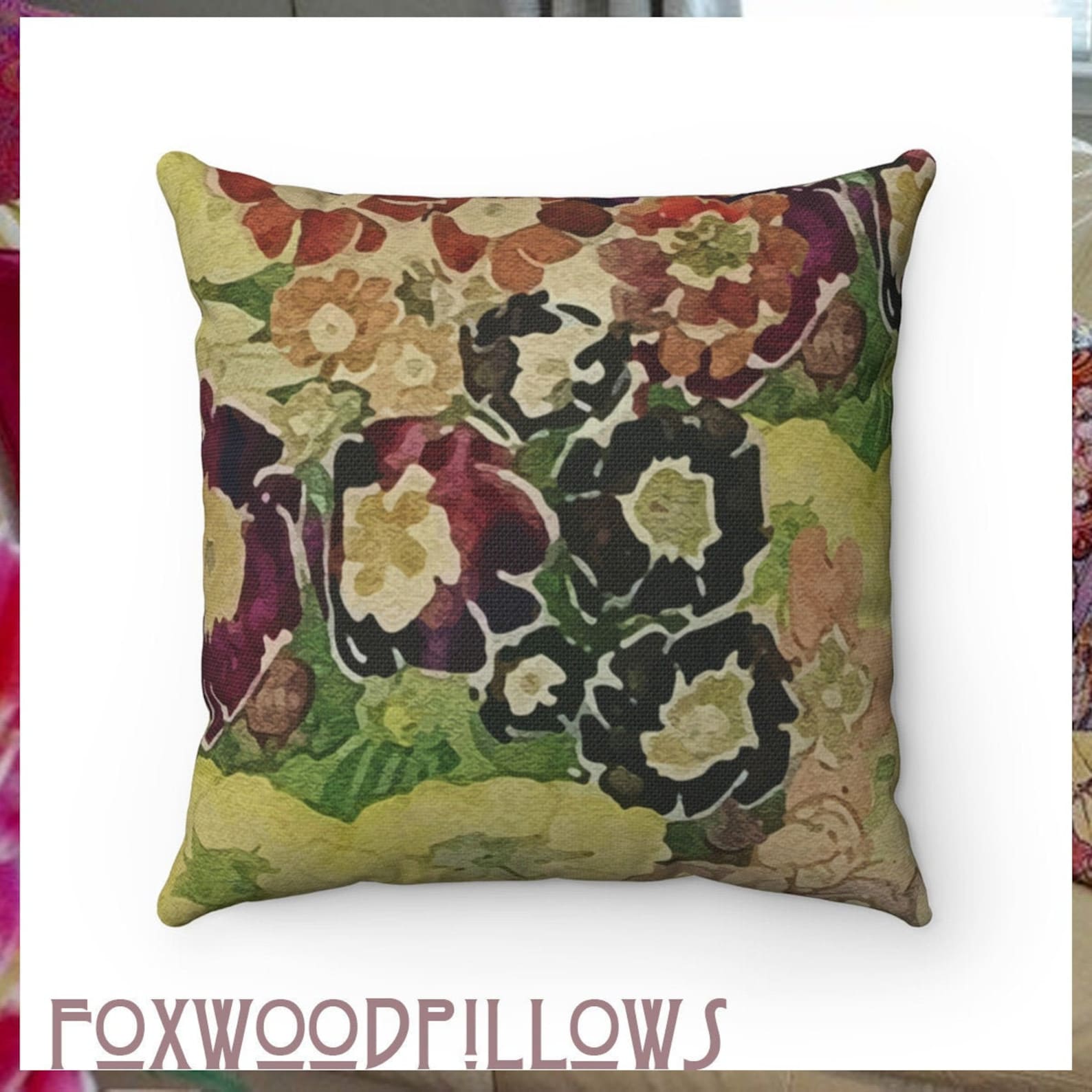 Art Nouveau Pillow Floral Pillow Floral Bouquet Rennie Etsy