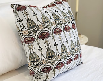 Art Nouveau Woven Pillow: Charles Rennie Mackintosh Rose Design