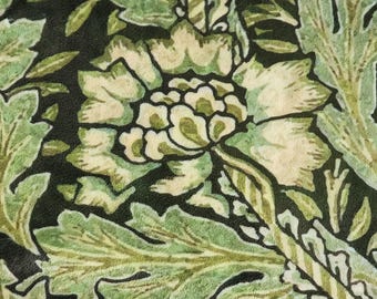 William Morris Sherpa Blanket | Green Anemone | Velvet Sherpa Throw | Victorian Elegance | UK Made Textile