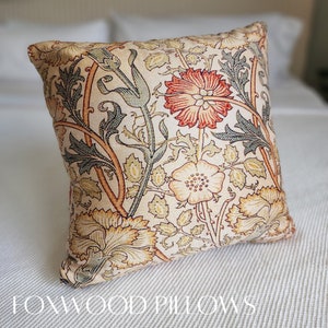 William Morris Pillow, Soft Color Pillow, Floral Throw Pillow, Soft Fabric Pillow, Arts & Crafts Movement Décor, Small Pillow, 14"x14"
