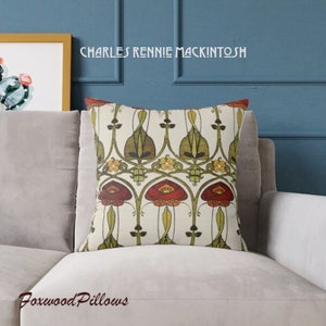 Almohada Art Nouveau: Mackintosh Rose, Scottish Decor