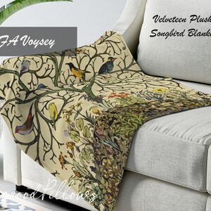 Songbird Blanket, Nature Decor, Velveteen Plush Throw, Bird Décor, Bird Gift, Soft Blanket, Famous Art Blanket, Well Made Throw