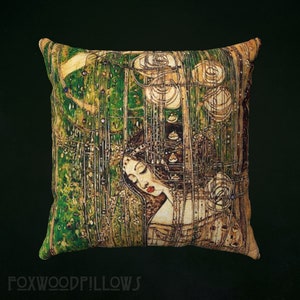 Margaret MacDonald, Unique Pillow, Green and Gold Decor, Willow Wood Tea Room, Scottish Decor, Elegant Throw, Decorative Pillow