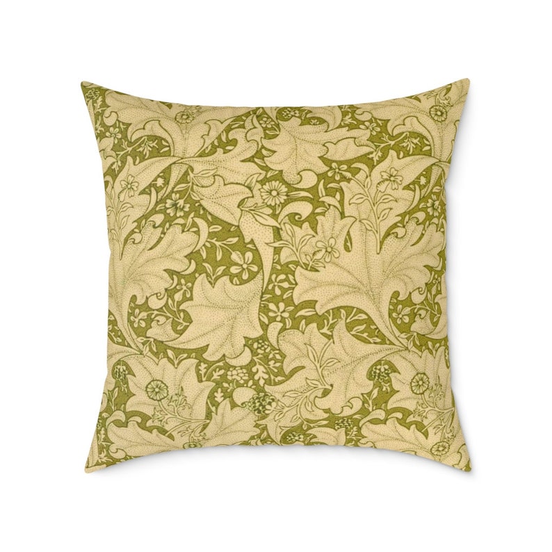 Floral Pillow | Wallflower Design | William Morris | Golden Floral Pillow | Arts & Crafts Decor | Craftsman Bungalow | Stickley Home image 4