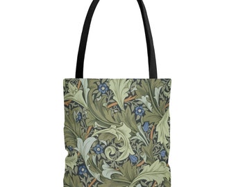 Acanthus Tote, William Morris, JH Dearle, Arts and Crafts Bag, Green, Blue Flowers, Country Style, Arts Crafts Tote