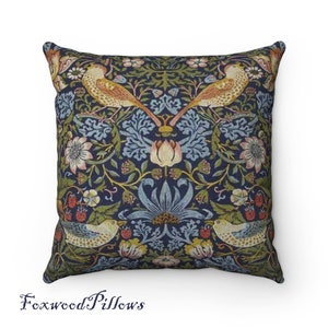 William Morris Strawberry Thief Pillow: Bird & Floral Throw Pillow
