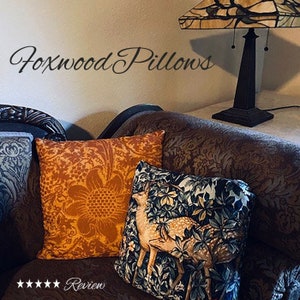 William Morris Sunflower Pillow: Faux Suede Autumn Decor