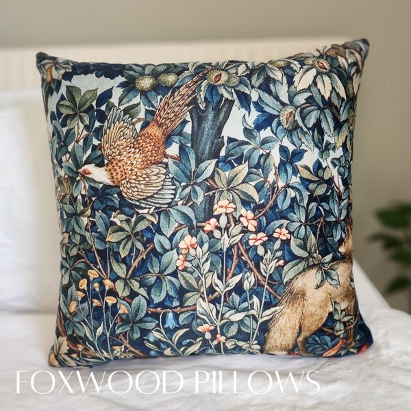 English Country Pillow, Decorative Square Throw Pillow, Boho, Traditional, Accent Throw, Farmhouse, Rustic, Pheasant Fox Home Decor, Forest
