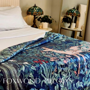 Blanket for Bed, William Morris Print, Fleece Blanket, Fall Throw Blanket, Christmas Décor
