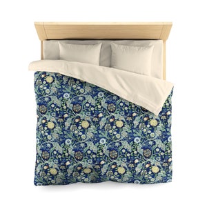 Blue Craftsman Duvet Cover, Wilhelmina Design, William Morris, Arts and Crafts Movement, Mission Bedding, Floral Bedding