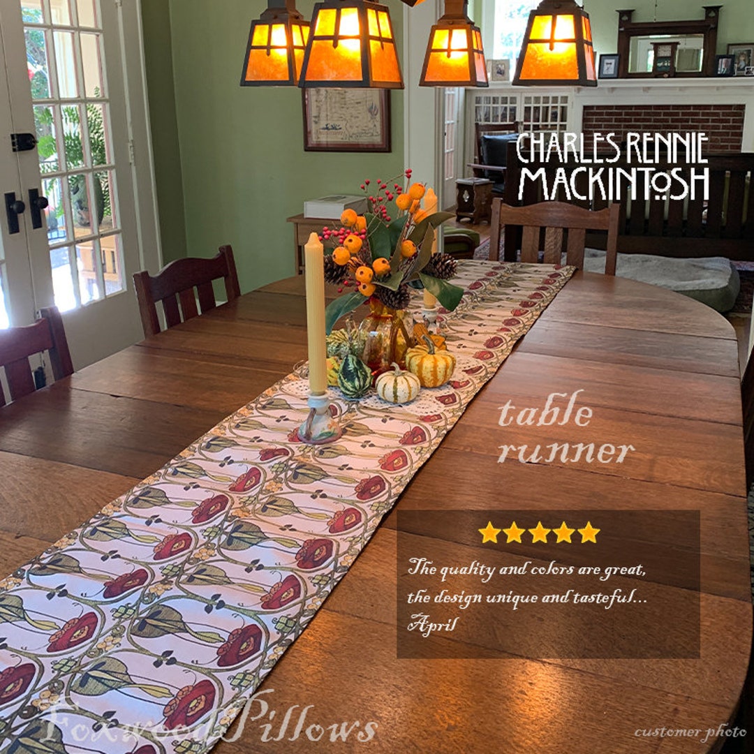 Table Runner Floral, Charles Rennie Mackintosh, Table Setting, Belle