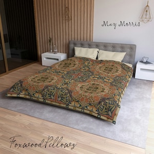 Craftsman Bedspread, May Morris, Blue Floral Duvet Cover, William Morris Bedding, Lightweight Bedding, Summer Bed Cover, Spring Bedding